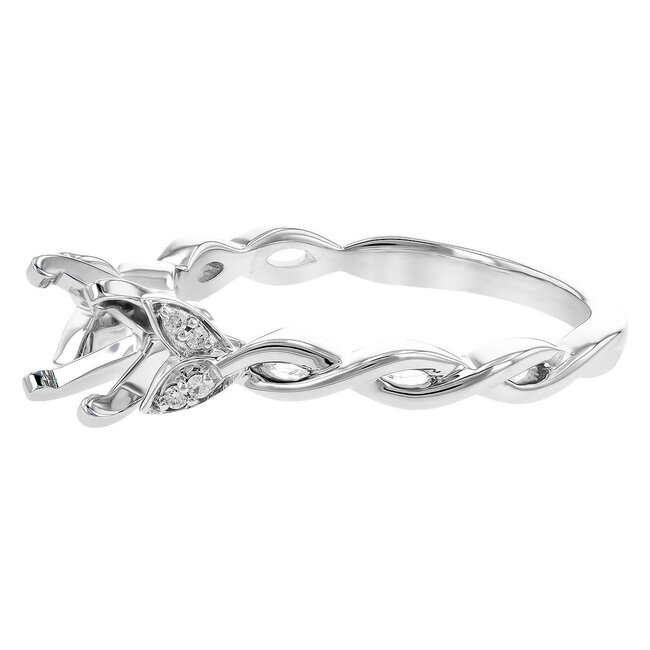 Diamond (0.04ctw) petite twisted bridal setting, 14k white gold 3.2 gr