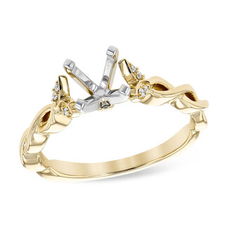Diamond (0.04ctw) petite twisted bridal setting, 14k yellow gold 3.4 gr