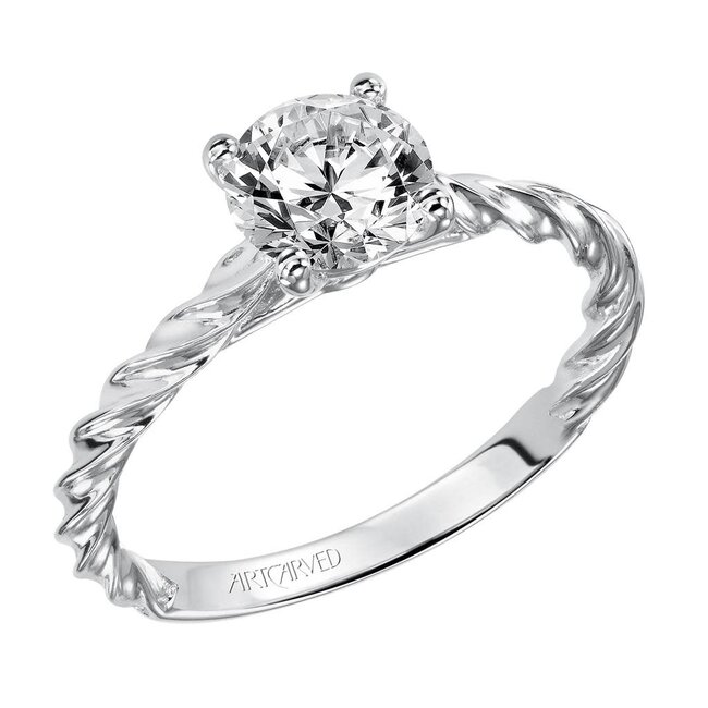 14k white gold rope solitaire setting cz ctr 2.3 gr