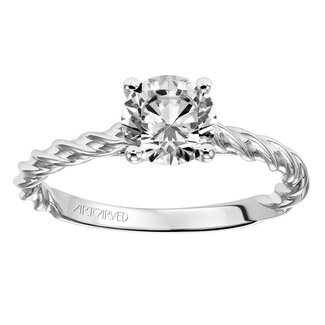 14k white gold rope solitaire setting cz ctr