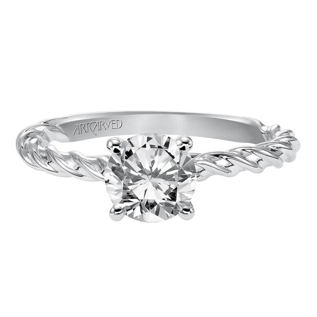 14k white gold rope solitaire setting cz ctr 2.3 gr