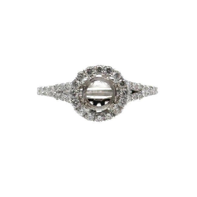 Diamond (0.49ctw) bridal setting (no ctr) 14k white gold 2.8 gr