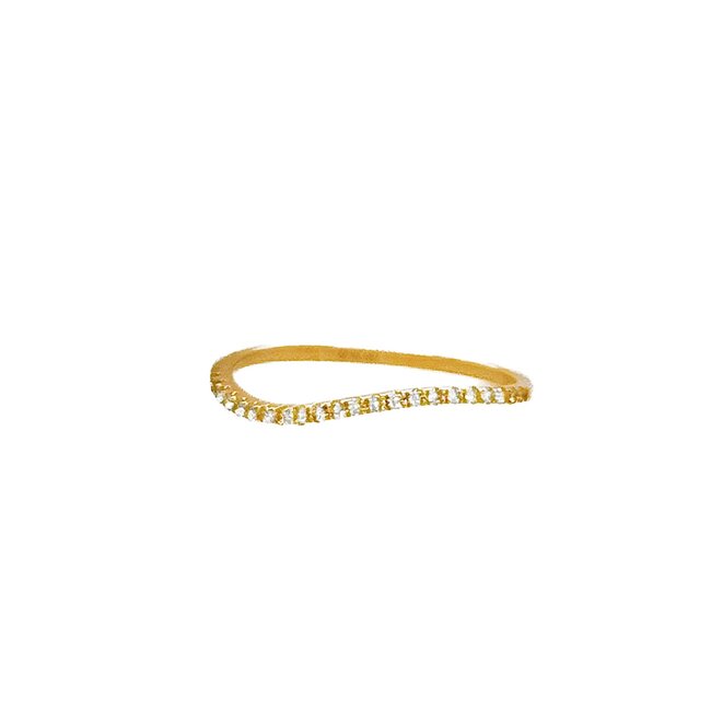 Diamond (0.12ctw) wavy stackable band 14k rose gold 0.8 gr
