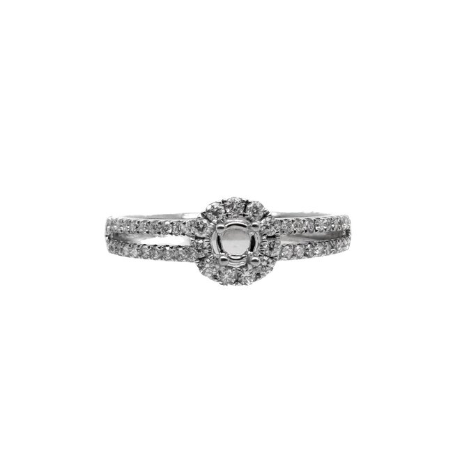 Diamond (0.41ctw) split shank halo bridal setting 14k white gold