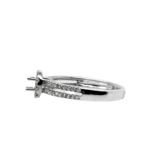 Diamond (0.41ctw) split shank halo bridal setting 14k white gold