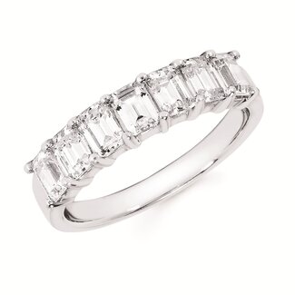 Diamond Emerald-cut band, 14k white gold