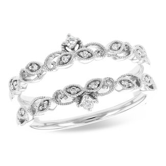 Diamond (0.08 ctw) tiara-look guard ring, 14k white gold 3.7 gr