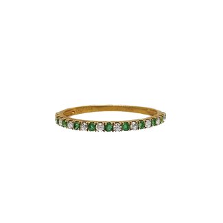 Emerald (0.17 ctw) & diamond (0.08 ctw) band 14k yellow gold 0.9 gr