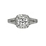 Diamond (0.44 ctw CZ ctr) split-shank halo setting 14k white gold 4.3 gr