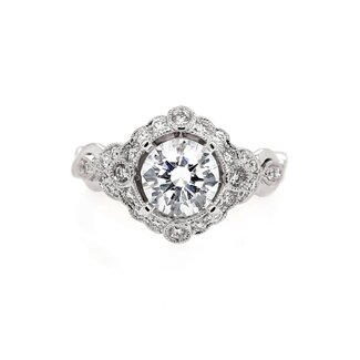 Diamond (0.33 ctw) bridal setting vintage 14k white gold 5.3 gr