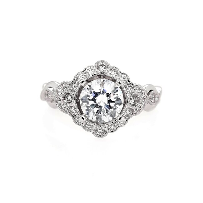 Diamond (0.33 ctw) bridal setting vintage 14k white gold 5.3 gr