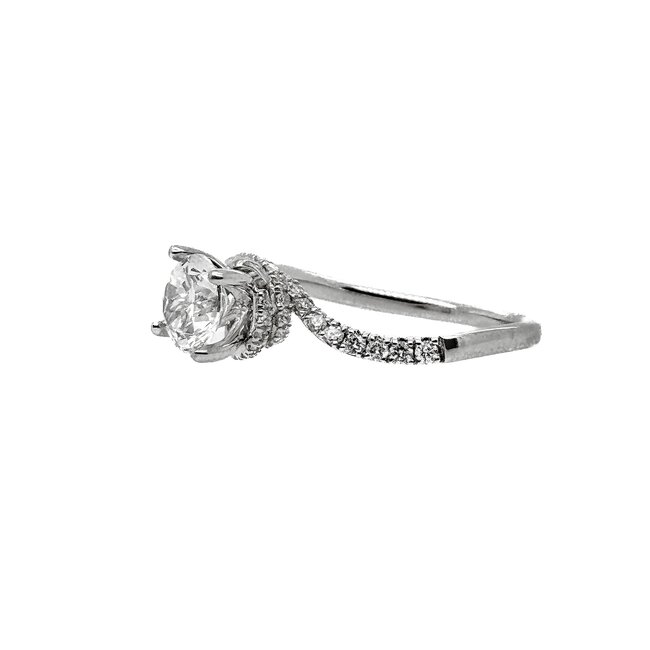 Diamond (0.34 ctw, cz ctr) twist setting, 14k white gold 2.7 gr