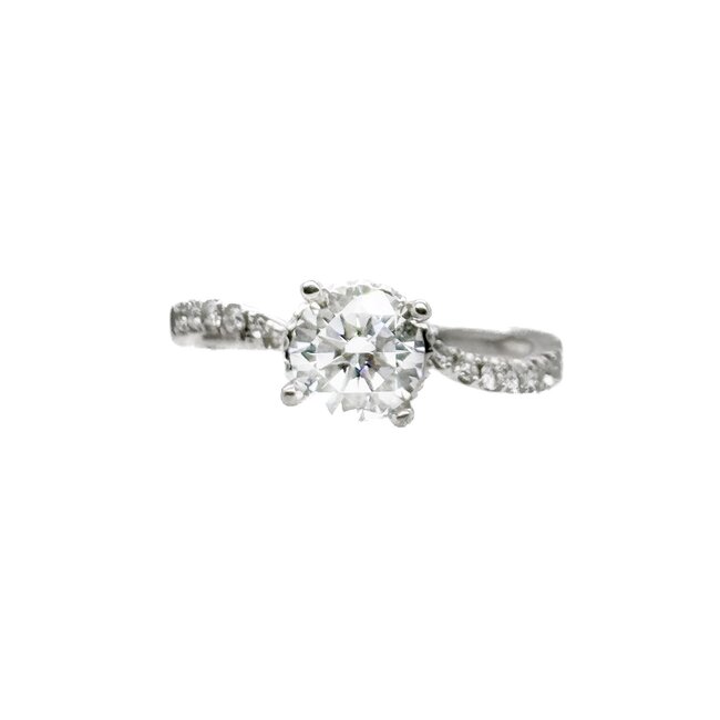 Diamond (0.34 ctw, cz ctr) twist setting, 14k white gold 2.7 gr