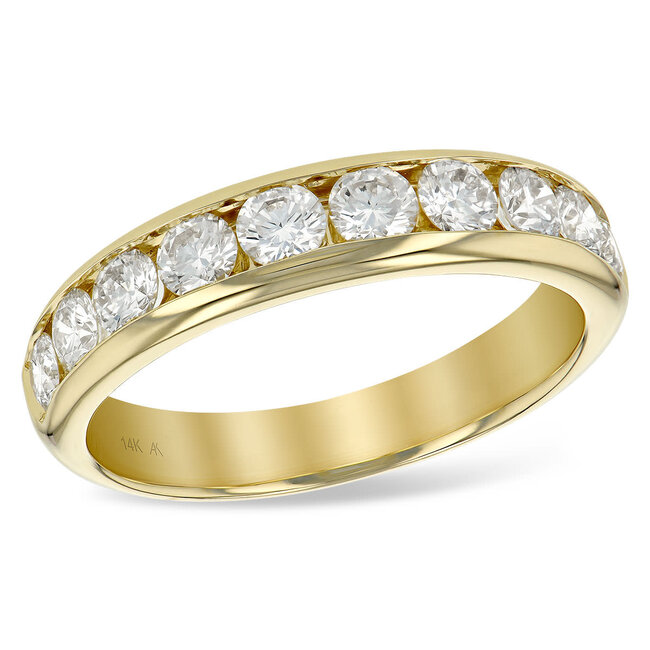 Diamond (1.00ctw) 10 stone channel set  band, 14k yellow gold 2.7 gr