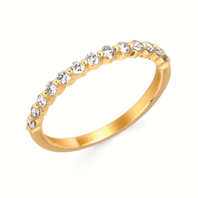 Diamond (0.33 ctw) bead prong band, 14k yellow gold 1.7 g