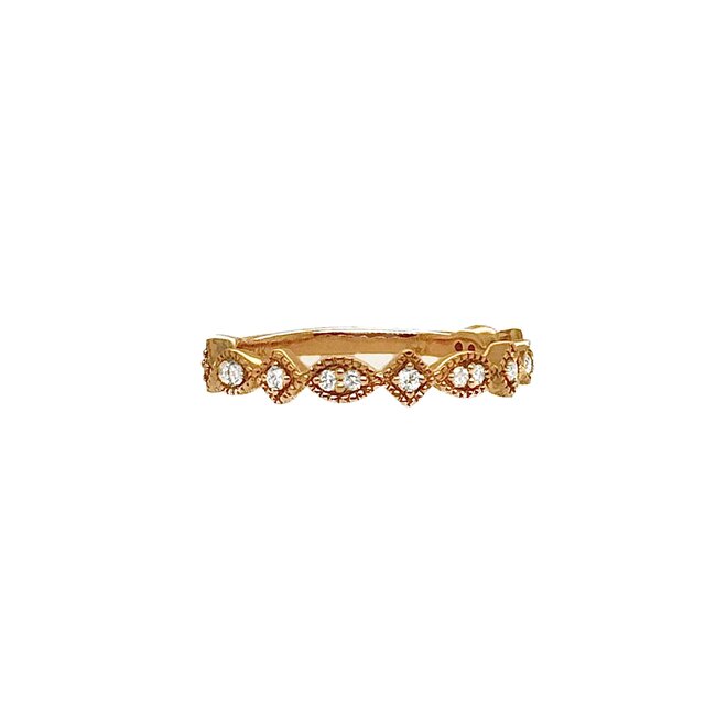 Diamond (0.20 ct) stackable ring 14k rose gold 2.5 gr