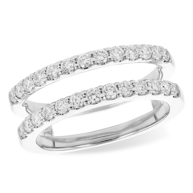 Diamond (0.75ctw) double row guard, 14k white gold 5.5 gr