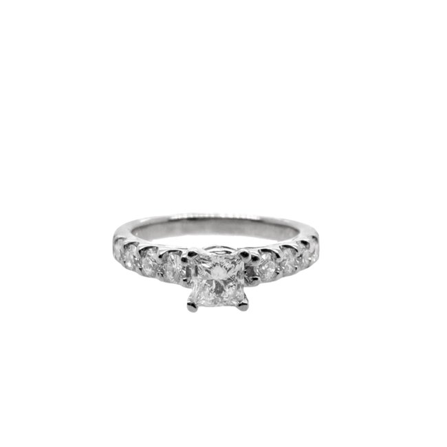 Diamond (0.75 ctr/1.25 ctw) bridal ring G/I1 14k white gold 4.9 gr