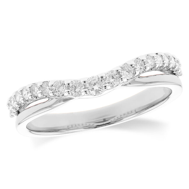 Diamond (0.33 ctw) curved enhancer band, 14k white gold 3.0 gr