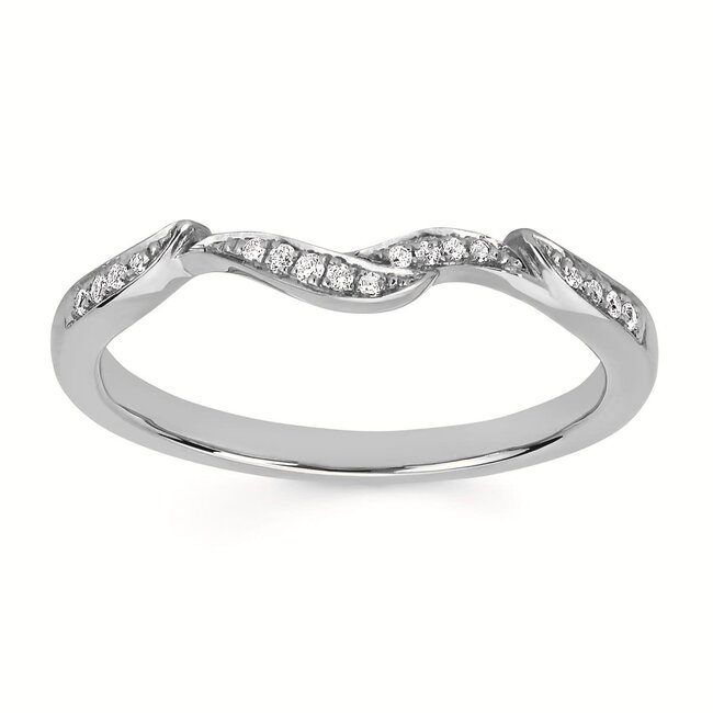 Diamond (0.07 ctw) sculpted band, 14k white gold 1.9 gr