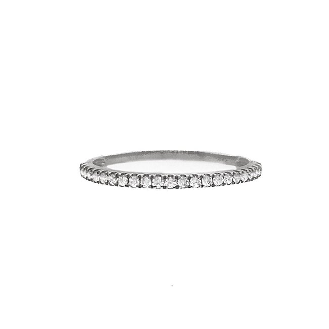 Diamond (0.20 ctw) stackable prong set band 14k white gold 0.8 gr