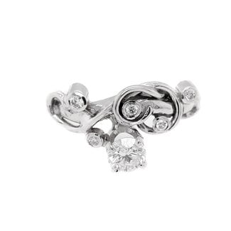 TQ Original diamond (0.33 ct center, 0.40 ctw) ring, 14k white gold 3 gr