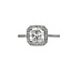 Diamond (0.21 ctw CZ ctr) square beaded halo setting, 18k white gold 3.4 gr