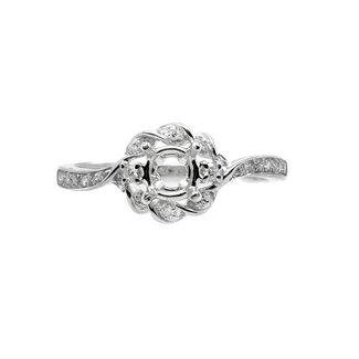 Diamond twisted halo ring , 14k white gold