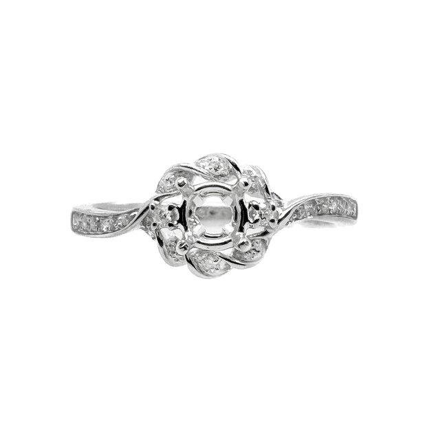 Diamond (0.14ctw) twisted halo ring (no ctr), 14k white gold 2.7 gr