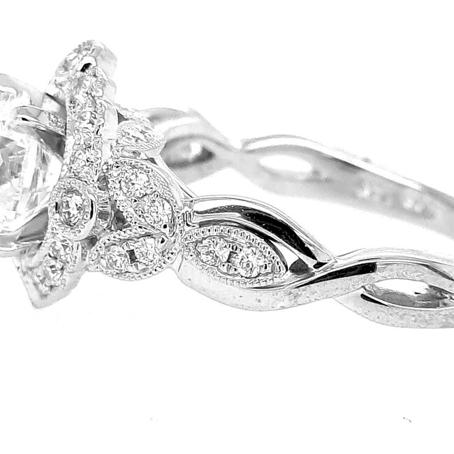 Diamond (0.33 ctw) bridal setting vintage 14k white gold 5.3 gr