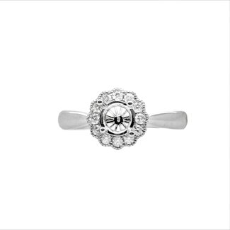 Diamond (0.22 ctw) round halo engagement setting, 14k white gold