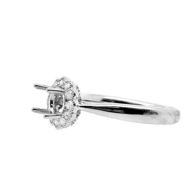 Diamond (0.22 ctw) round halo bridal setting, 14k white gold 4.2 gr