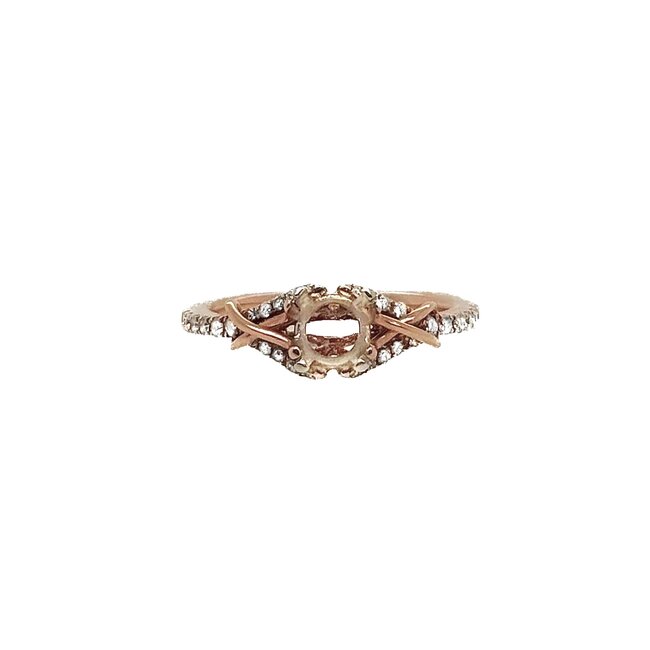Diamond twist engagement ring setting, 14k rose gold