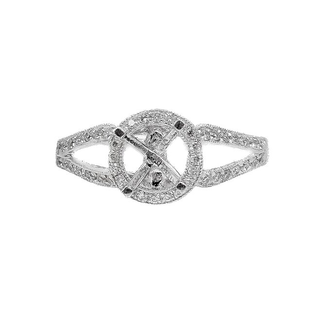 Diamond (0.36 ctw) split shank halo setting 14k white gold 3.2 gr