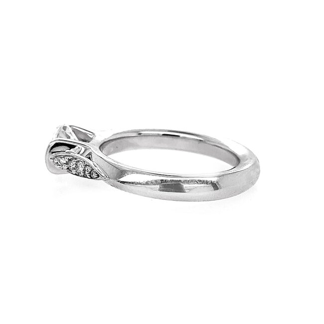Diamond (0.08ctw, cz ctr) bar-set setting, 14k white gold 5.7 gr
