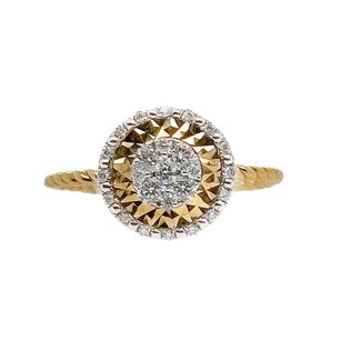 Diamond (0.29ctw) illusion set halo ring, 14k yellow gold 2.2 gr