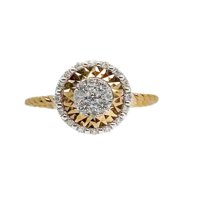 Diamond (0.29ctw) illusion set halo ring, 14k yellow gold 2.2 gr