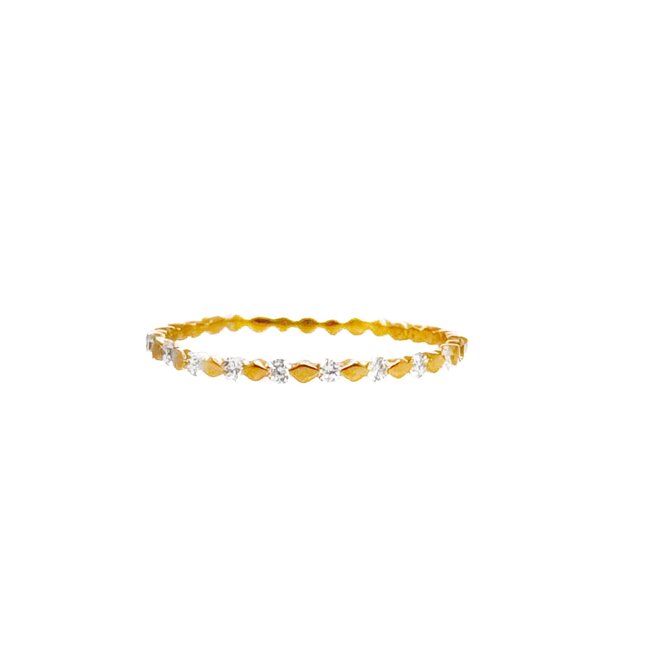 Diamond (0.12 ctw) bead stackable band 14k rose gold 0.7 gr