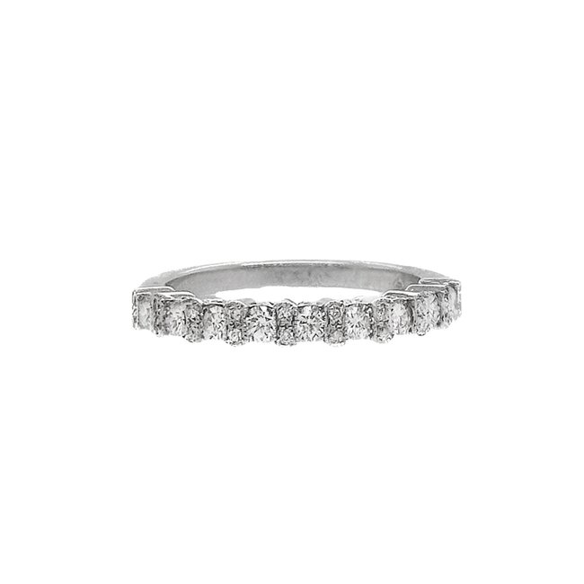 Diamond (0.53 ctw) alternating round band 14k white gold 3.0 gr