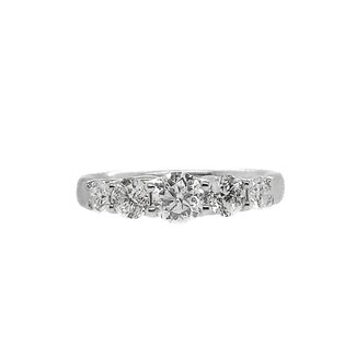 Diamond (1.45 ctw) graduated 5 stone band 14k white gold 4.5 gr