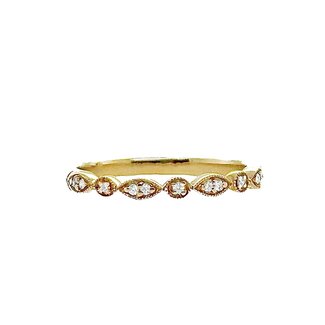 Diamond (0.06ctw) beaded stackable ring, 14k yellow gold 1.8 gr