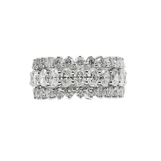 Diamond (4.11 ctw) 3-row band 14k white gold 9.7 gr