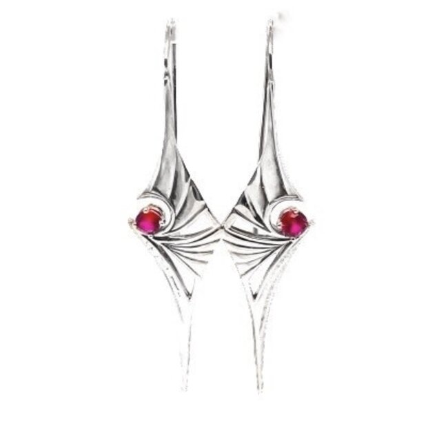 Lab Grown Art Deco Ruby Earrings