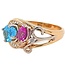 TQO apatite (2.0 ct) pink sapphire (0.35 ct) & diamond (0.20 ctw) ring 18k yellow gold 8.3 gr