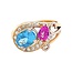 TQO apatite (2.0 ct) pink sapphire (0.35 ct) & diamond (0.20 ctw) ring 18k yellow gold 8.3 gr