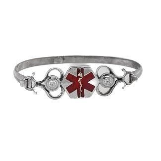 TQC MEDICAL ALERT BRAC S/S ENAMEL CZ SZ  7.0 (10/19)