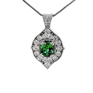 TQ Original Blue-Green tourmaline and Diamond Pendant