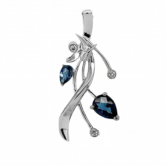 TQ Original london blue topaz & diamond "Embrace" pendant, sterling silver