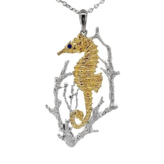 Seahorse pendant sterling silver w/ 18k yellow gold vermeil