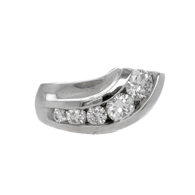 TQ Original diamond (1.27 ctw) journey ring 18k white gold 9.4 gr